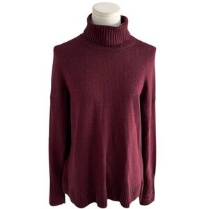 J. CREW Turtleneck Sweater Burgundy Plum Winter Wool Blend Size M‎ Casual Top